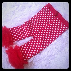 Winter tights 12-18m red white and ruffles!